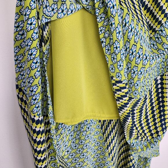 Laundry By Shelli Segal Flowy Skirt Midi Skirt High-low Green Blue Size 12 - Picture 12 of 14